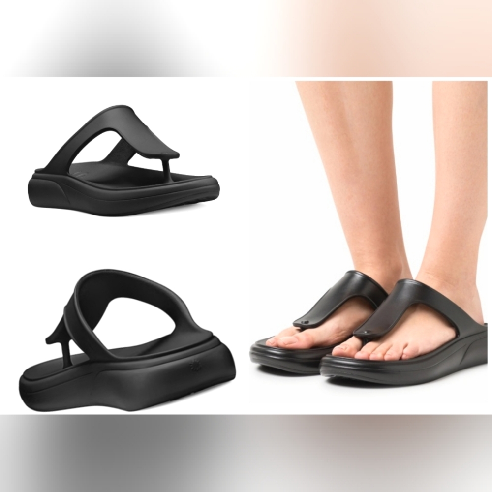 New Stuart Weitzman STUFLEX T-STRAP SLIDE SANDAL Flip flop Rubber Platforms